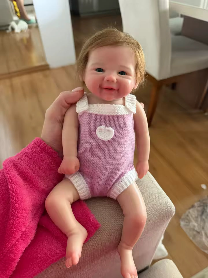 Lalka Reborn Vivienne 33 cm – brązowe włosy, pełne miękkie ciało silikonowe
