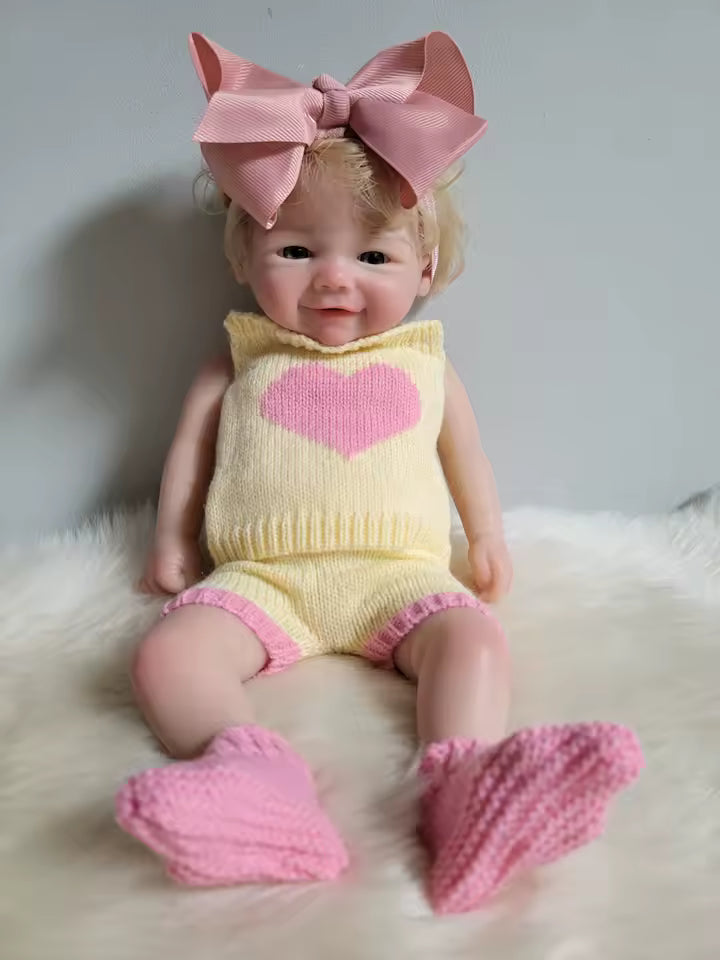 Lalka Reborn Vivienne 33 cm – blond włosy, pełne miękkie ciało silikonowe