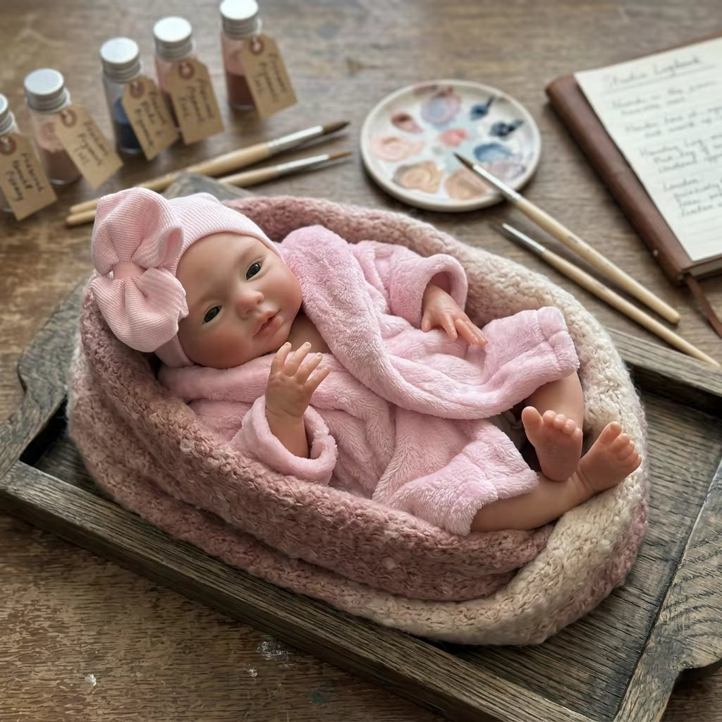 Lalka Reborn Azzy 17 cali – silikonowe niemowlę z otwartymi ustami