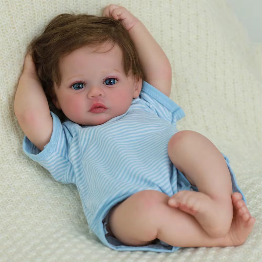 Lalka Reborn 45 cm – realistyczny chłopiec z ręcznie osadzanymi włosami