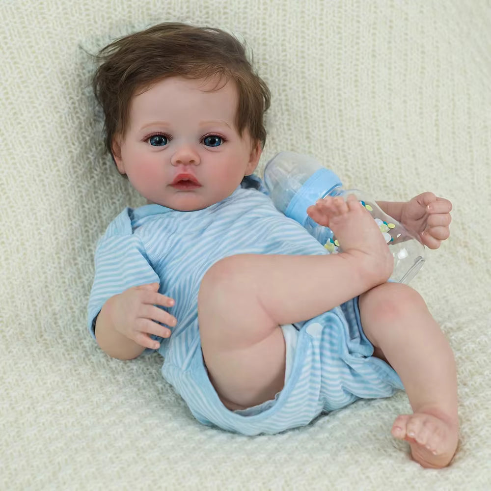 Lalka Reborn 45 cm – realistyczny chłopiec z ręcznie osadzanymi włosami