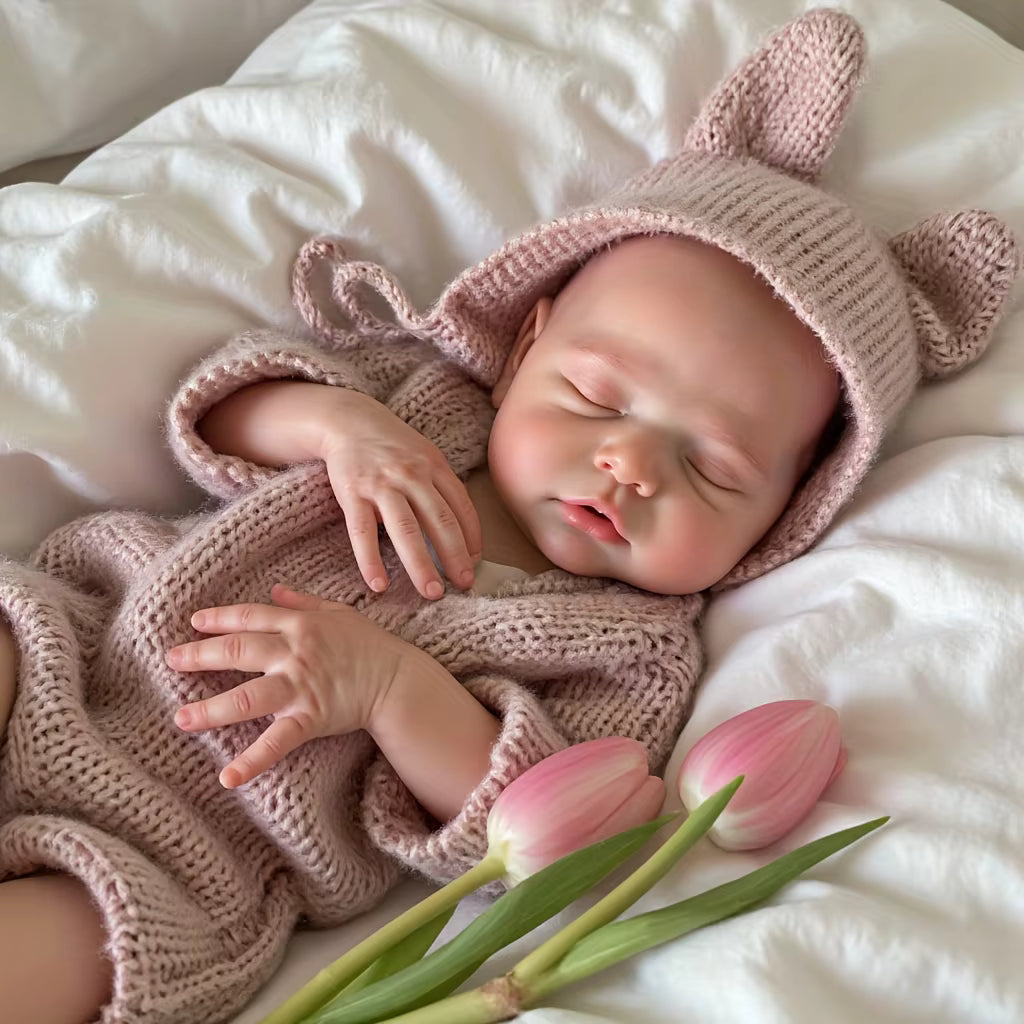 Lalka Reborn 46 cm – śpiąca dziewczynka z miękkiego silikonu
