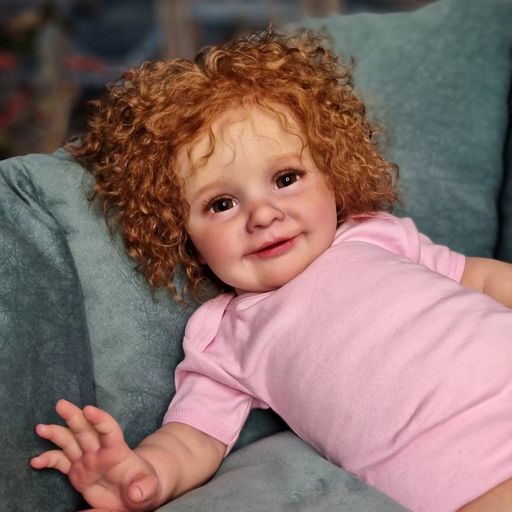 duża lalka RebornZoya 66 cm  z rudymi, ręcznie implantowanymi włosami