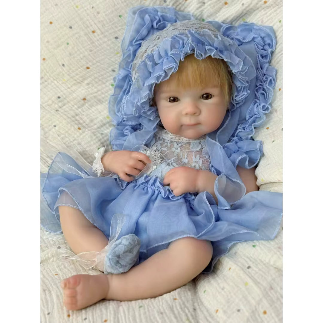 Lalka Reborn Bettie 46 cm – dziewczynka z miękkiego silikonu i włosami rooted
