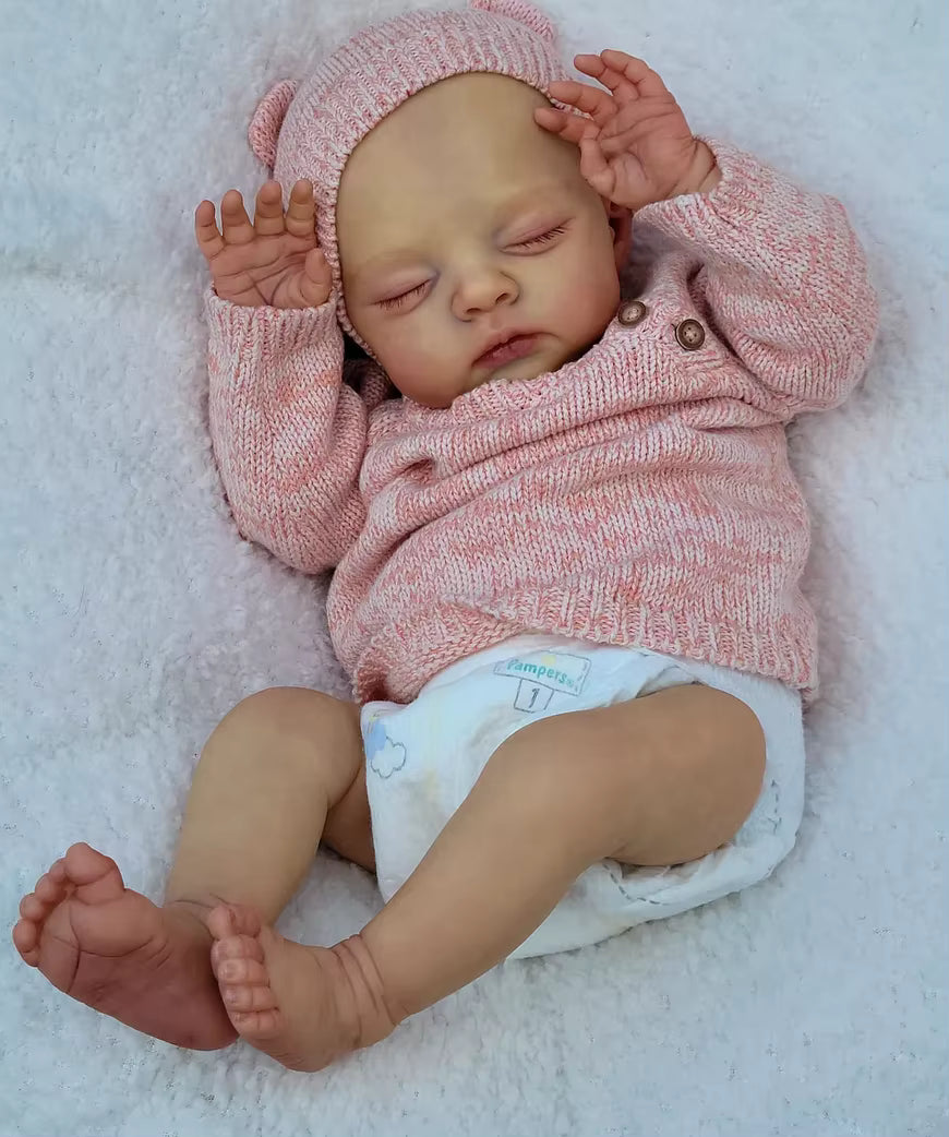 Lalki Reborn Lily i Irys 48 cm – realistyczne bliźniaczki z miękkim materiałowym korpusem