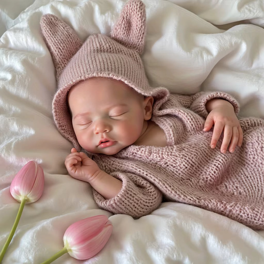 Lalka Reborn 46 cm – śpiąca dziewczynka z miękkiego silikonu