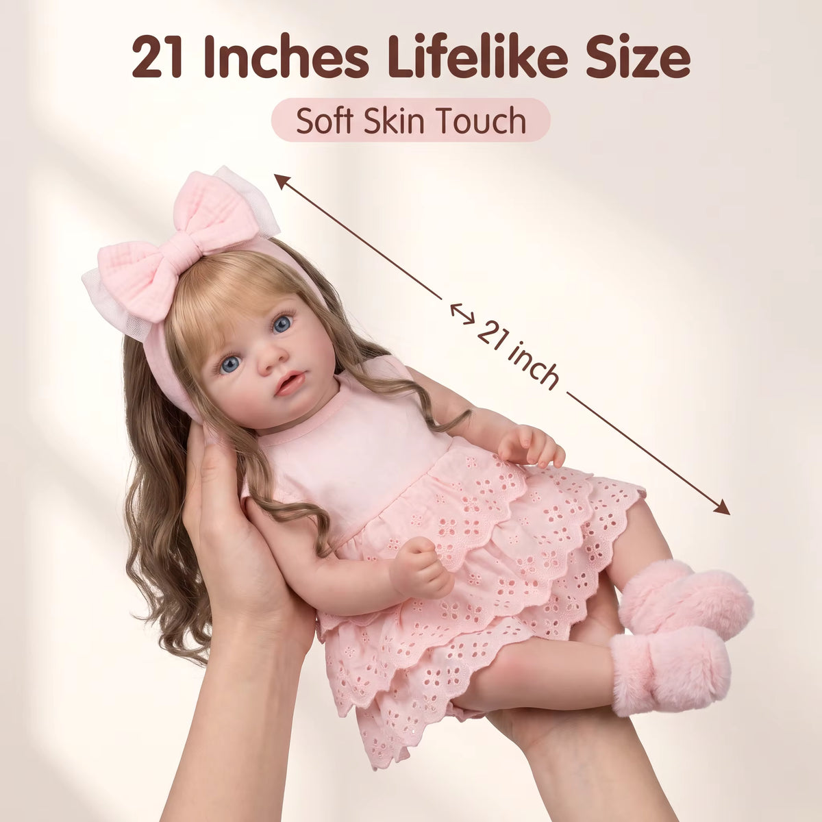Lalka Reborn Missy 52 cm – realistyczna dziewczynka z miękkim materiałowym korpusem